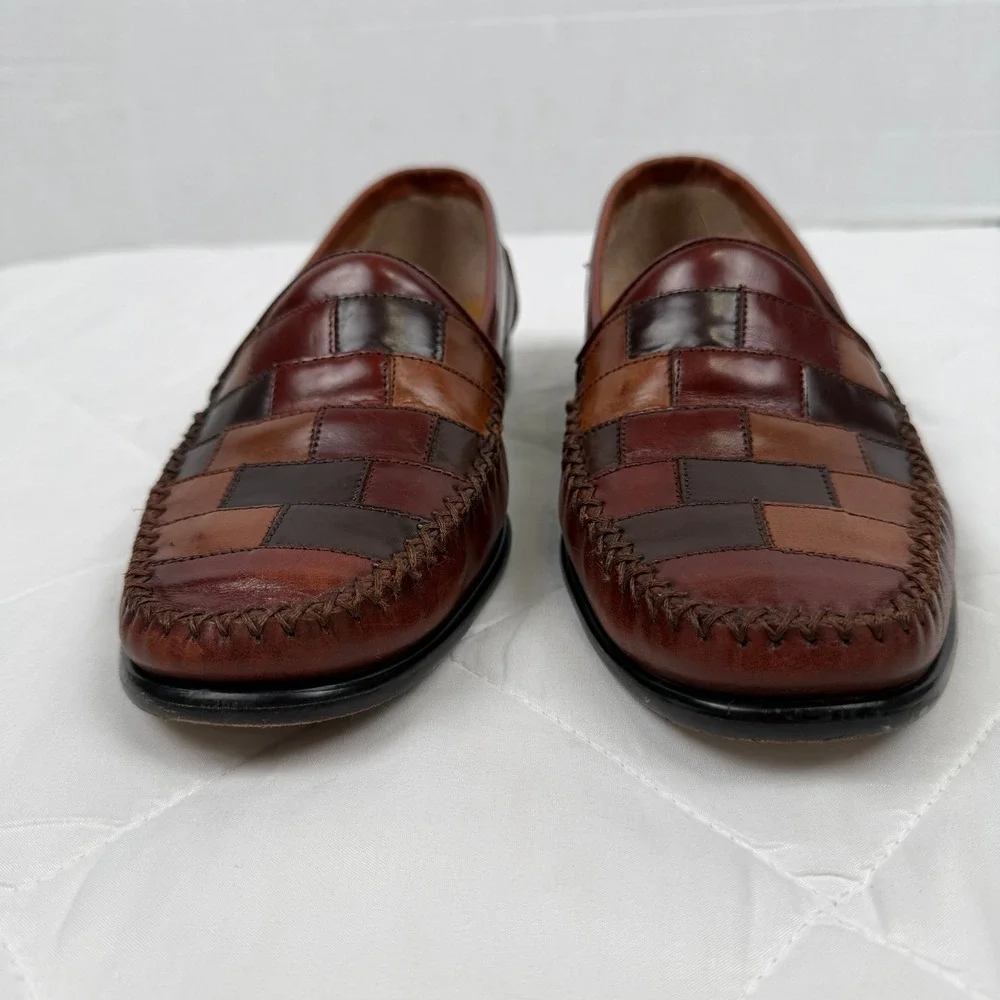 Vintage 90s Giorgio Brutini Men 9.5D Patchwork Leather Loafers Brazil